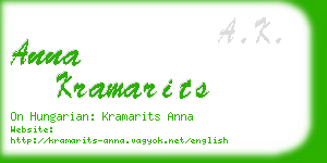 anna kramarits business card